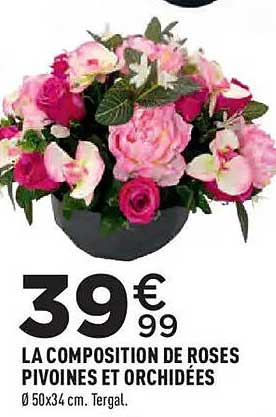 LA COMPOSITION DE ROSES PIVOINES ET ORCHIDÉES