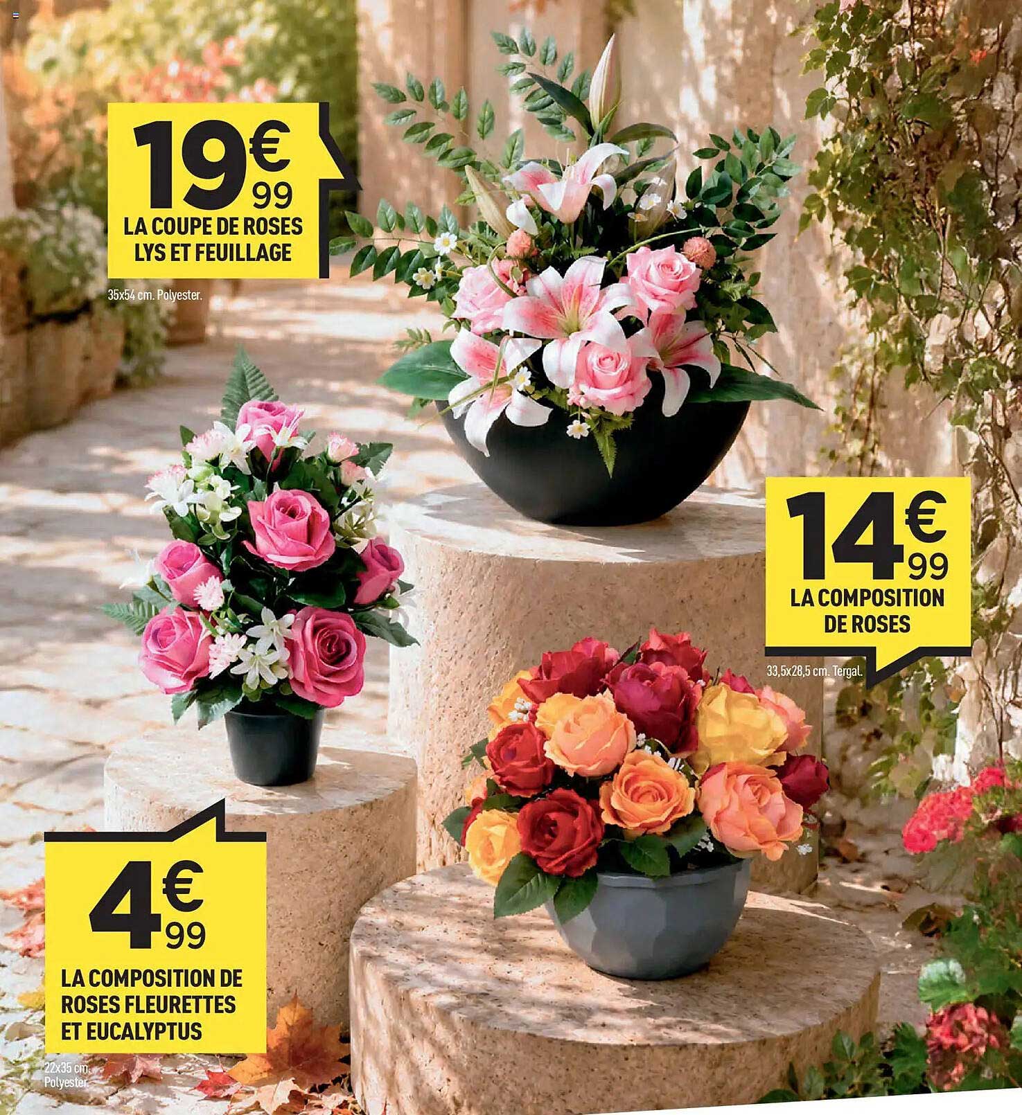 LA COUPE DE ROSES LYS ET FEUILLAGE