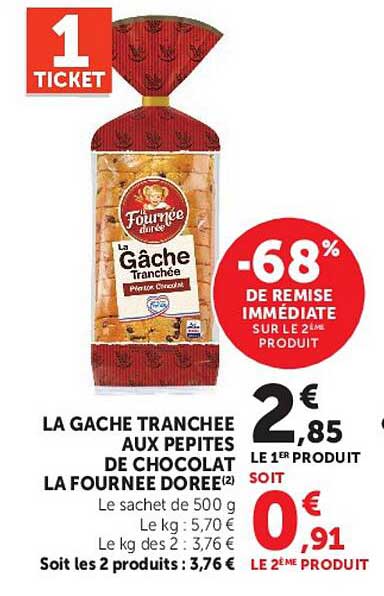 LA GACHE TRANCHEE AUX PEPITES DE CHOCOLAT LA FOURNEE DOREE
