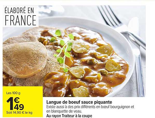 Langue de boeuf sauce piquante