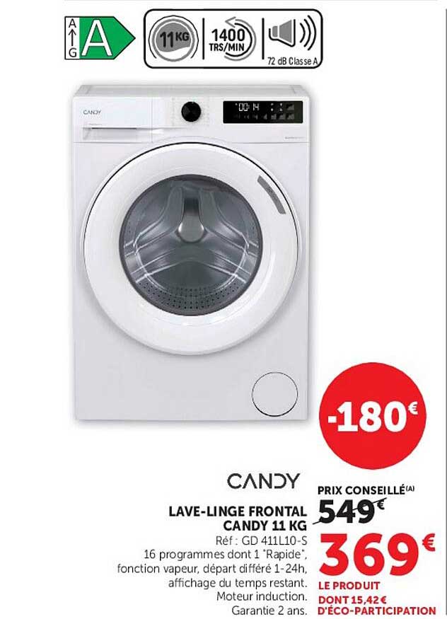 LAVE-LINGE FRONTAL CANDY 11 KG