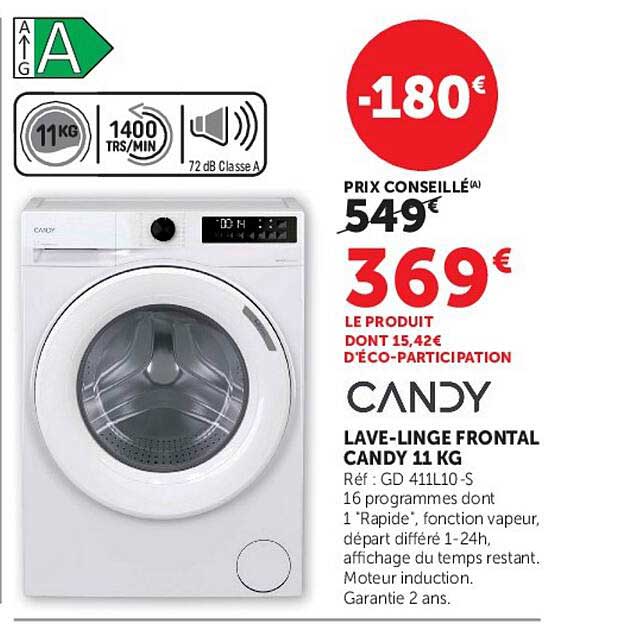 LAVE-LINGE FRONTAL CANDY 11 KG