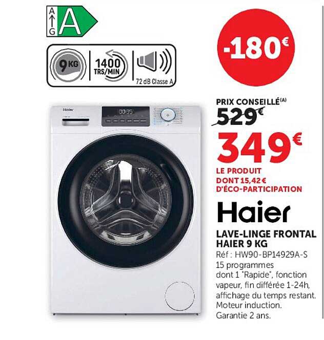 LAVE-LINGE FRONTAL HAIER 9 KG