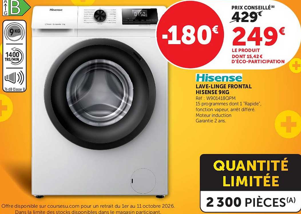 LAVE-LINGE FRONTAL HISENSE 9KG
