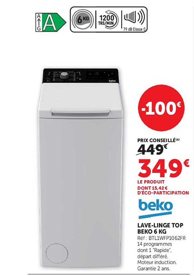 LAVE-LINGE TOP BEKO 6 KG