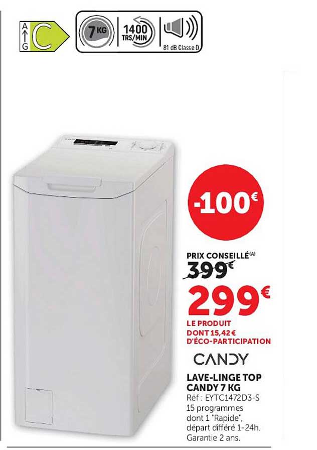 LAVE-LINGE TOP CANDY 7 KG