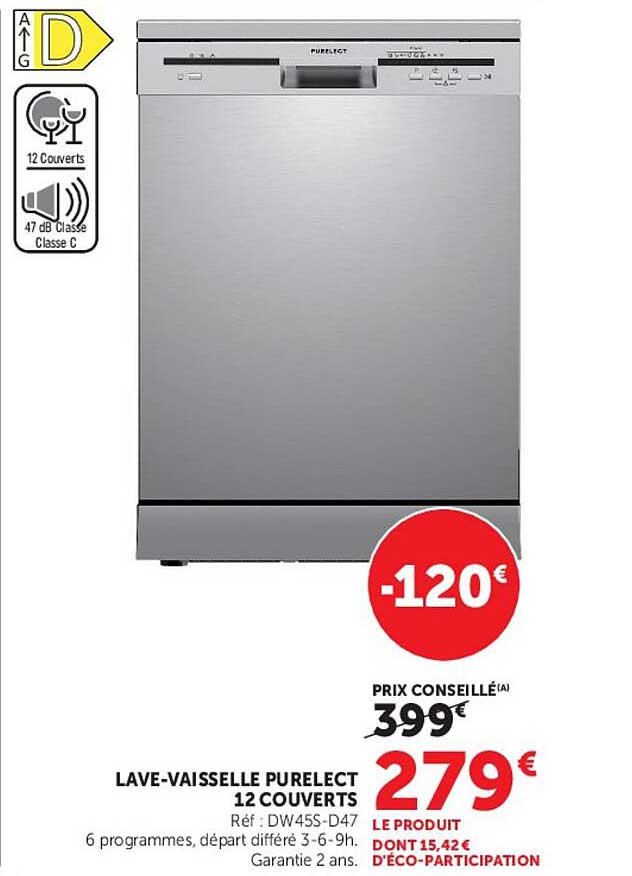LAVE-VAISSELLE PURELECT 12 COUVERTS