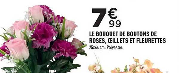 LE BOUQUET DE BOUTONS DE ROSES, ŒILLETS ET FLEURETTES