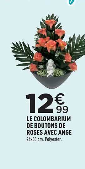LE COLOMBARIUM DE BOUTONS DE ROSES AVEC ANGE 24x33 cm. Polyester.