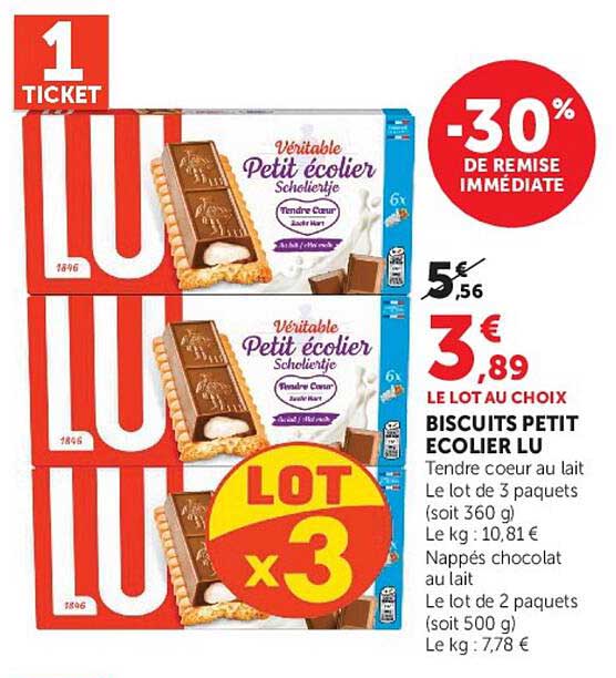 LE LOT AU CHOIX BISCUITS PETIT ECOLIER LU