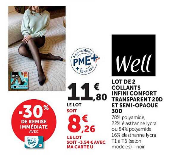 LOT DE 2 COLLANTS INFINI CONFORT TRANSPARENT 20D ET SEMI-OPAQUE 30D