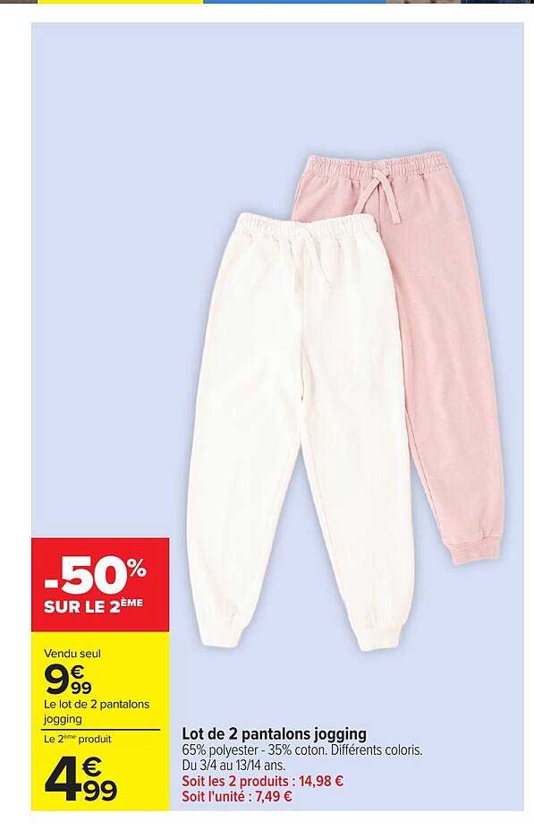 Lot de 2 pantalons jogging