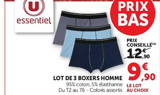 LOT DE 3 BOXERS HOMME