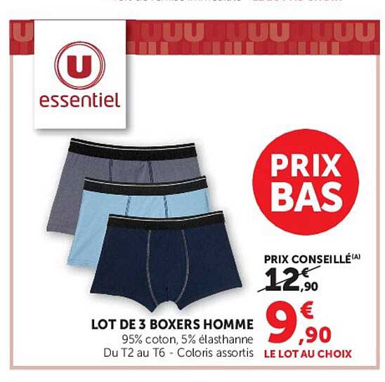 LOT DE 3 BOXERS HOMME