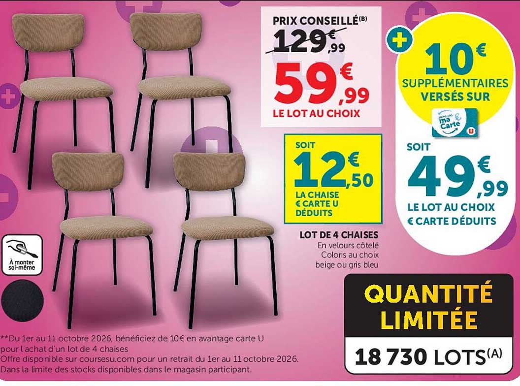 LOT DE 4 CHAISES