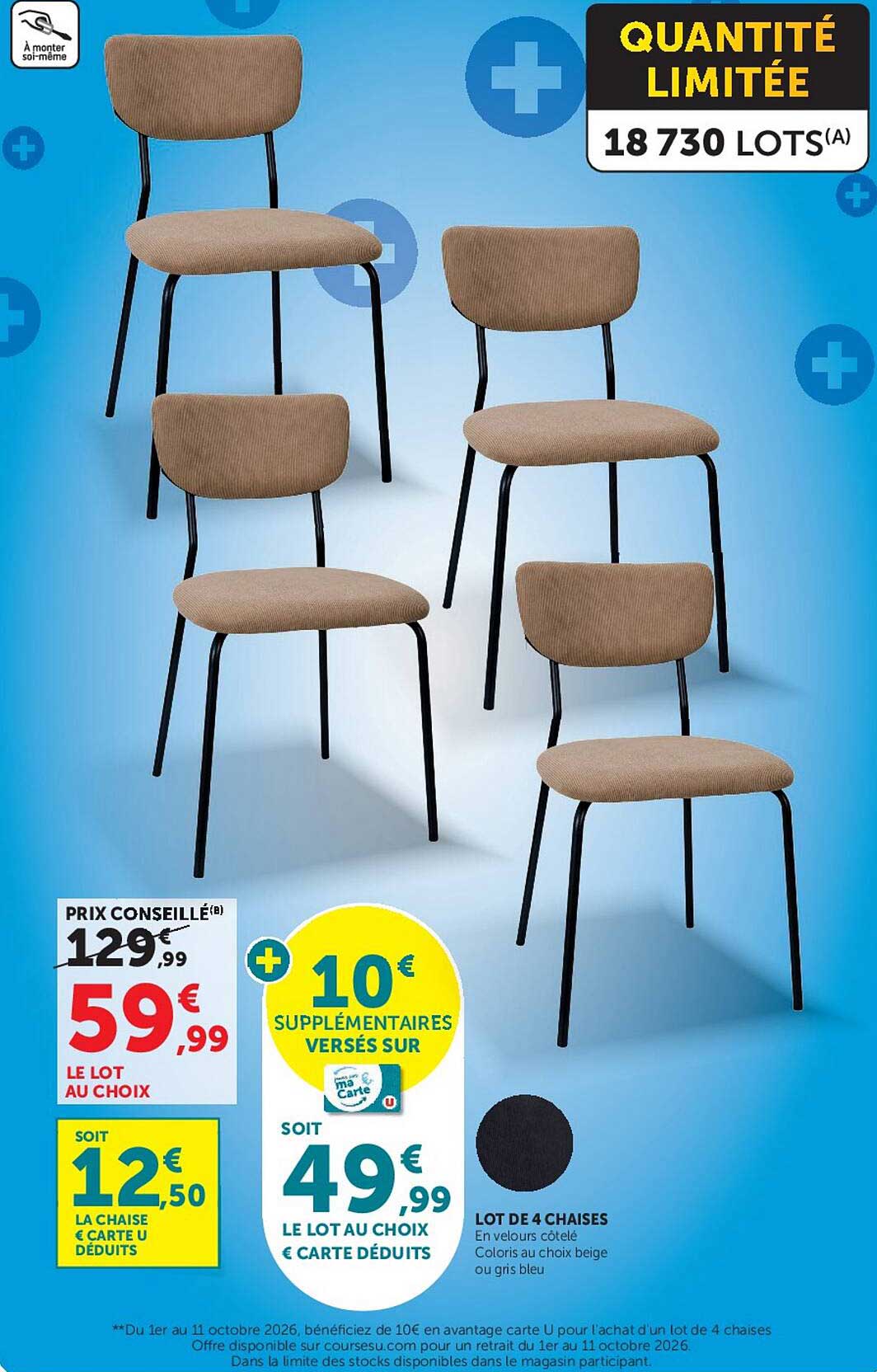 LOT DE 4 CHAISES
