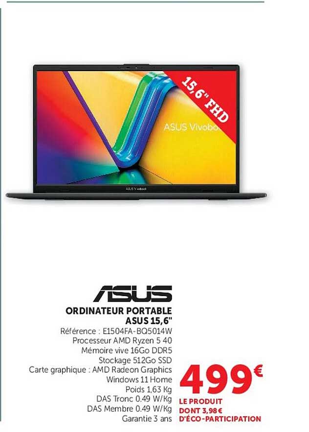ORDINATEUR PORTABLE ASUS 15,6"