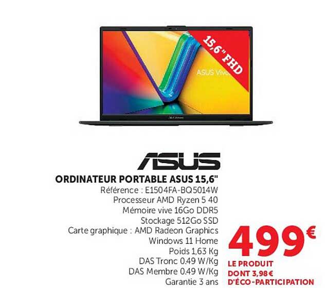 ORDINATEUR PORTABLE ASUS 15,6"