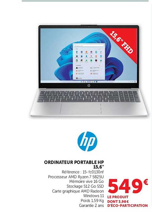 ORDINATEUR PORTABLE HP 15,6"