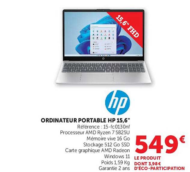 ORDINATEUR PORTABLE HP 15,6"