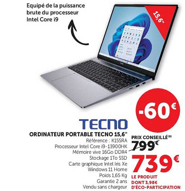 ORDINATEUR PORTABLE TECNO 15,6"