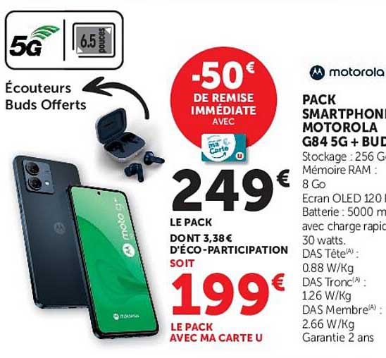 PACK SMARTPHONE MOTOROLA G84 5G + BUDS OFFERTS