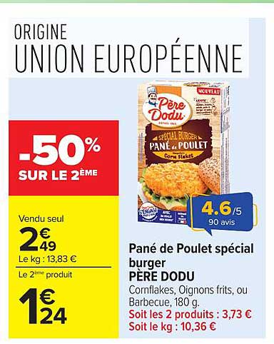 Pané de Poulet spécial burger PÈRE DODU