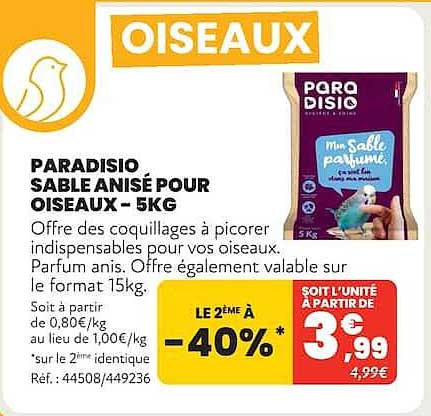 PARADISIO SABLE ANISÉ POUR OISEAUX - 5KG