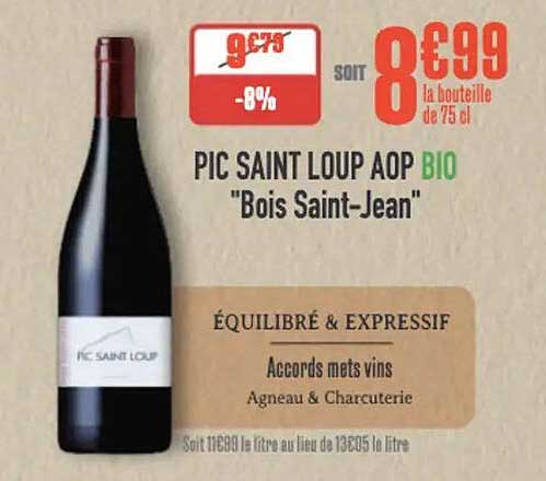 PIC SAINT LOUP AOP BIO "Bois Saint-Jean"