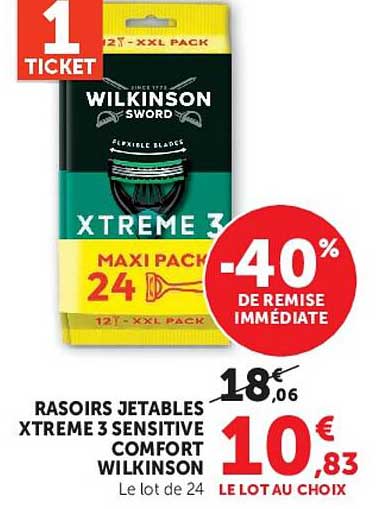 RASOIRS JETABLES XTREME 3 SENSITIVE COMFORT WILKINSON