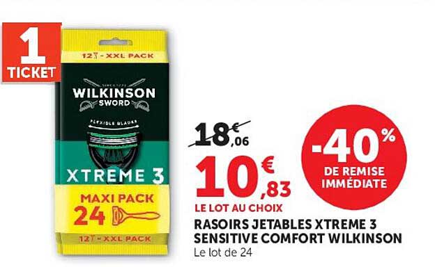 RASOIRS JETABLES XTREME 3 SENSITIVE COMFORT WILKINSON