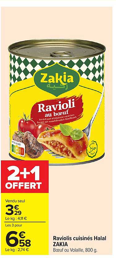 Raviolis cuisinés Halal ZAKIA Bœuf ou Volaille, 800 g.