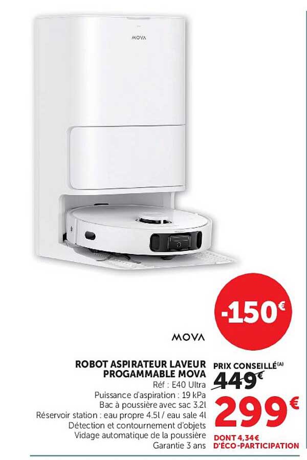 ROBOT ASPIRATEUR LAVEUR PROGRAMMABLE MOVA
