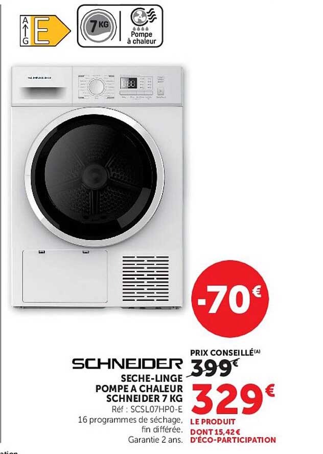 SCHNEIDER SECHE-LINGE POMPE A CHALEUR SCHNEIDER 7 KG