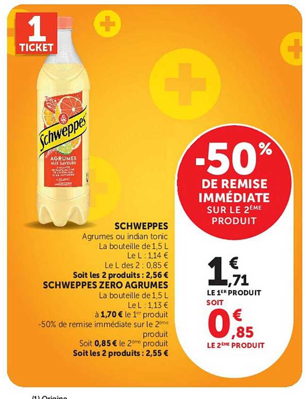 SCHWEPPES Agrumes ou indian tonic