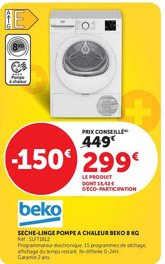 SECHE-LINGE POMPE A CHALEUR BEKO 8 KG