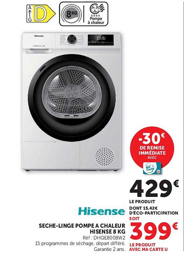 SÈCHE-LINGE POMPE A CHALEUR HISENSE 8 KG