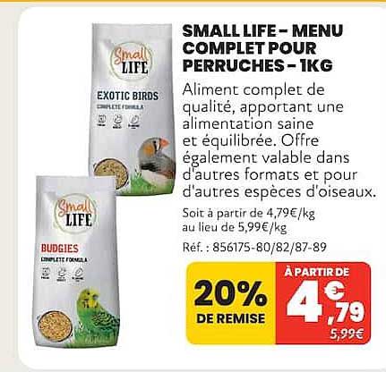 SMALL LIFE - MENU COMPLET POUR PERRUCHES - 1KG
