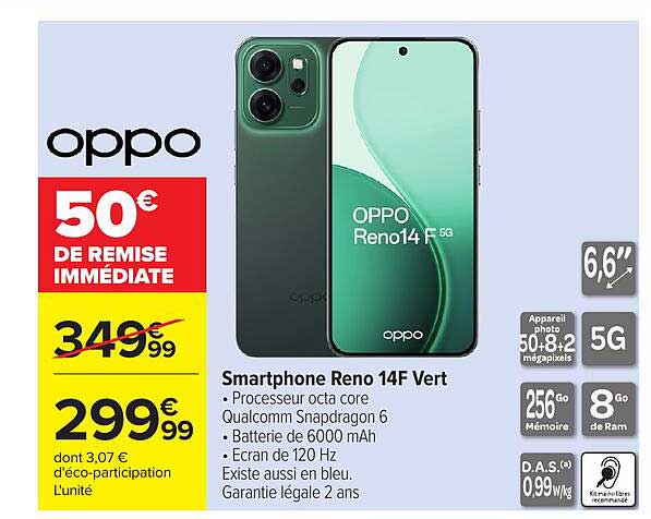 Smartphone Reno 14F Vert