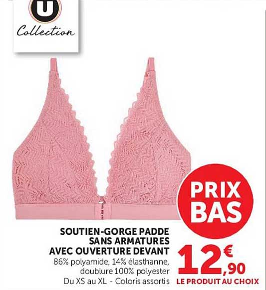 SOUTIEN-GORGE PADDE SANS ARMATURES AVEC OUVERTURE DEVANT