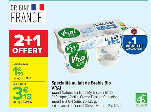 Spécialité au lait de Brebis Bio VRAI