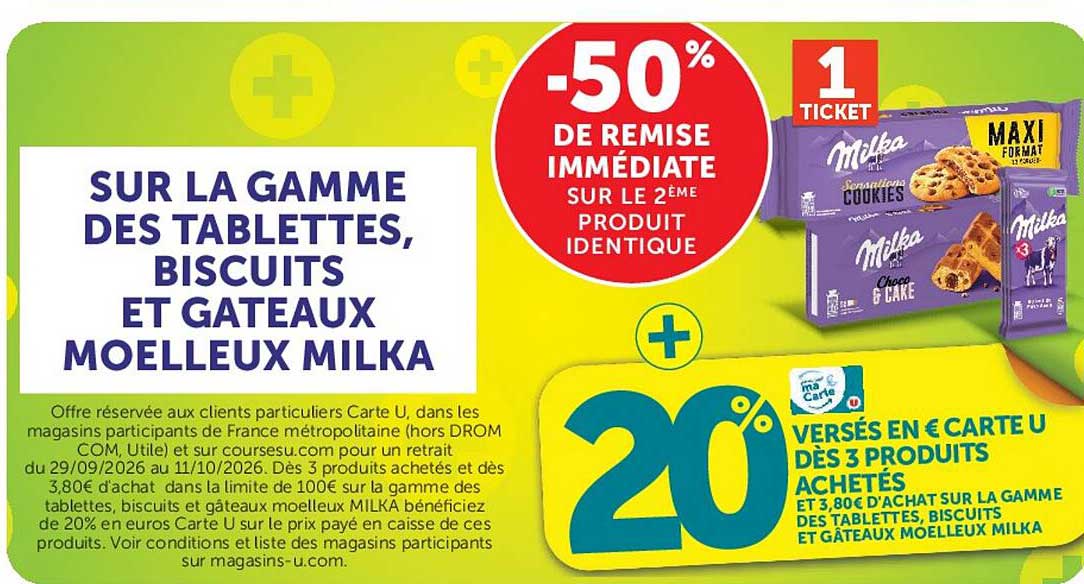 SUR LA GAMME DES TABLETTES, BISCUITS ET GÂTEAUX MOELLEUX MILKA