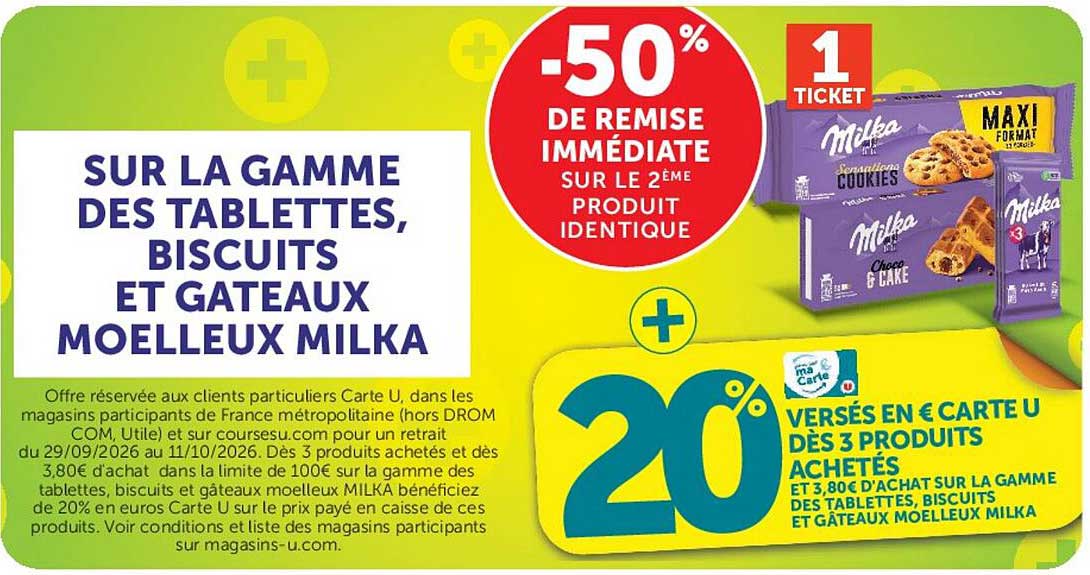 SUR LA GAMME DES TABLETTES, BISCUITS ET GATEAUX MOELLEUX MILKA