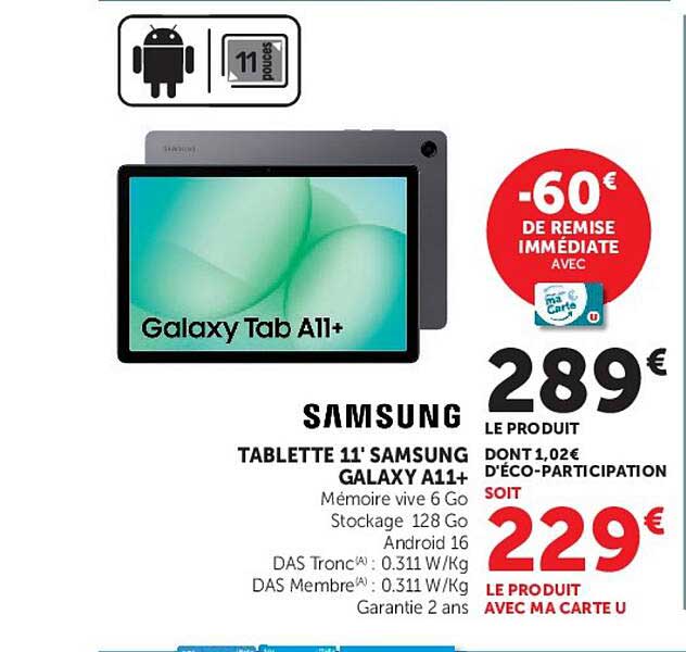 TABLETTE 11" SAMSUNG GALAXY A11+