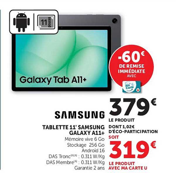 TABLETTE 11'' SAMSUNG GALAXY A11+