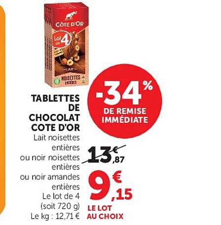 TABLETTES DE CHOCOLAT COTE D'OR