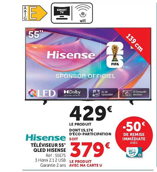 TÉLÉVISEUR 55" QLED HISENSE