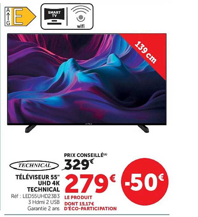 TÉLÉVISEUR 55" UHD 4K TECHNICAL