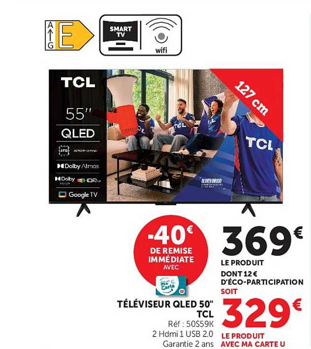 TÉLÉVISEUR QLED 50" TCL
