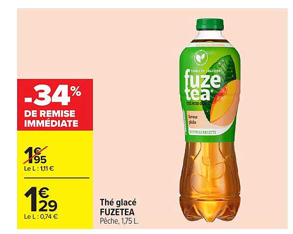Thé glacé FUZETEA Pêche, 1,75 L